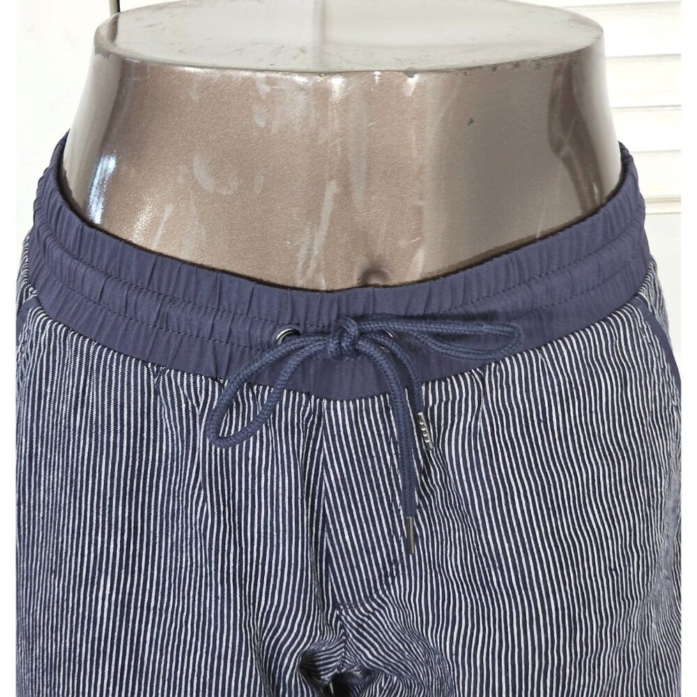 Athleta Women's Bali Navy Blue Linen Striped Bali Crop Pants Size 4 1678 - Picture 7 of 14